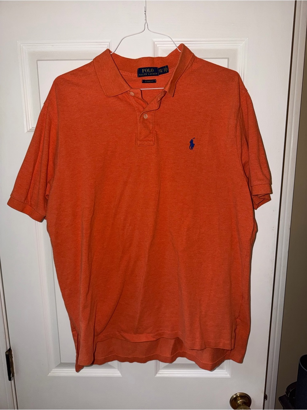Polo by Ralph Lauren Men's Orange Polo with Navy Pony Logo XXL